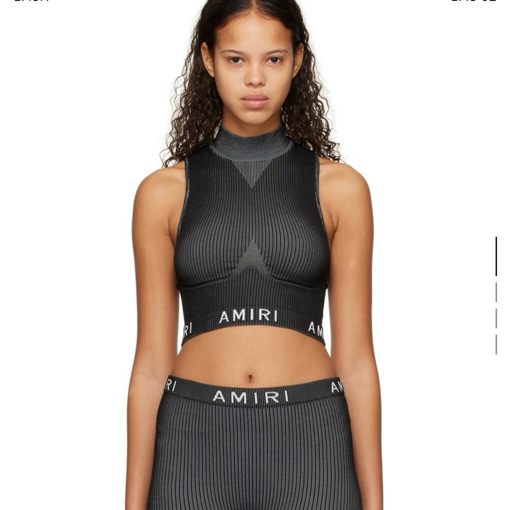 NWT $390 Amiri mock neck sports bra, black, S